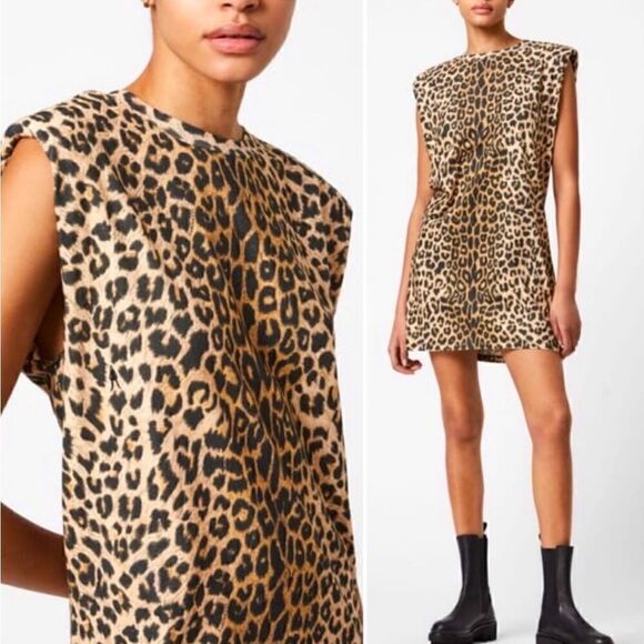 All Saints Coni Tank Leopard Print Dress - Picture 2 of 16